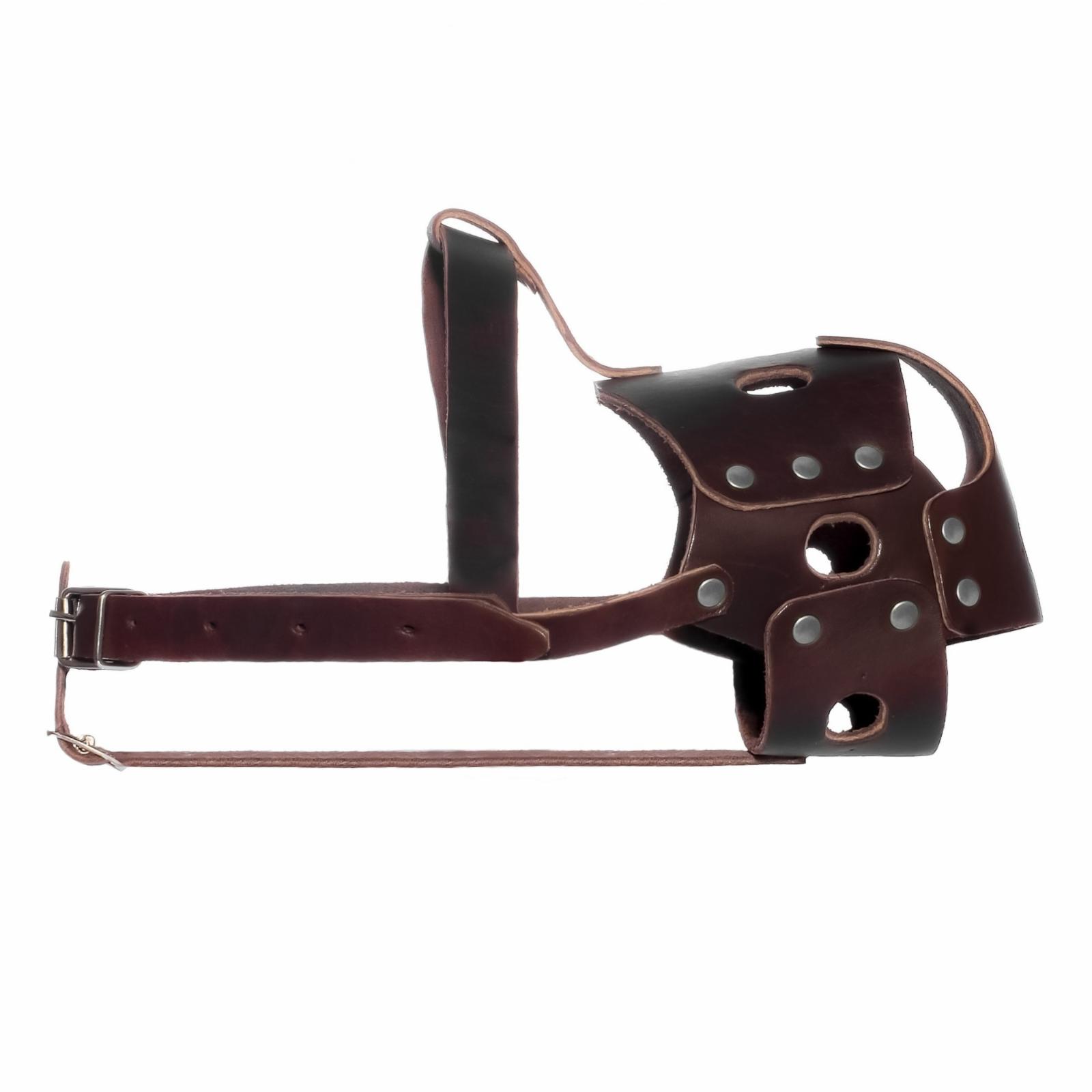Ошейники, шлейки Yami Yami амуниция Кожаный вырубной намордник для боксёра, с застёжкой 